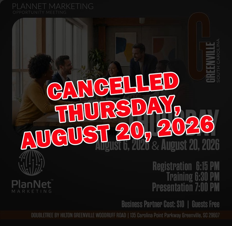 Greenville, SC - Business Opportunity Meeting (CANCELLED)