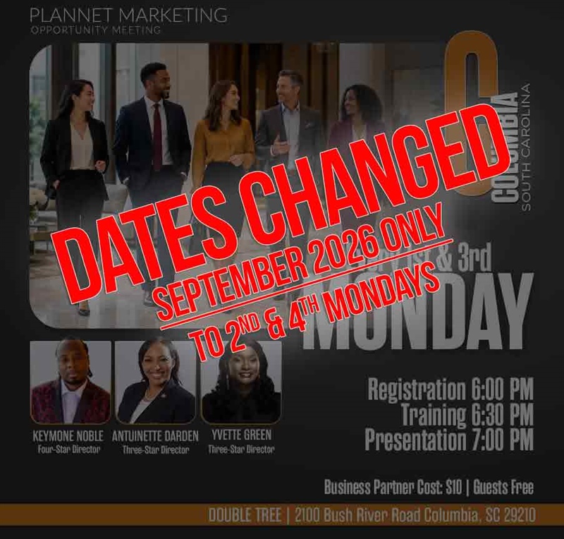 Columbia, SC - Business Opportunity Meeting (RESCHEDULED TO 2ND & 4TH MONDAY IN SEPT.)
