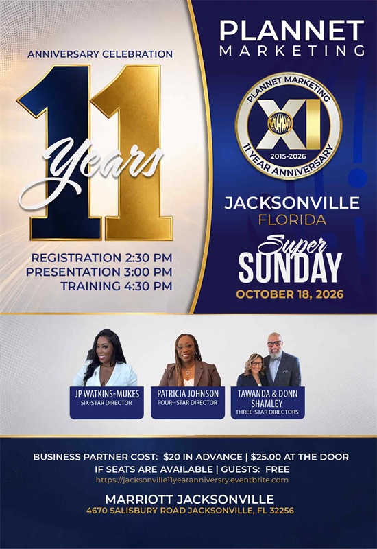 Jacksonville, FL - 11 Year Anniversary Meeting & Super Sunday