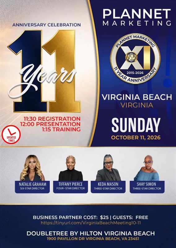 Virginia Beach, VA - 11 Year Anniversary Meeting (TIME CHANGE)