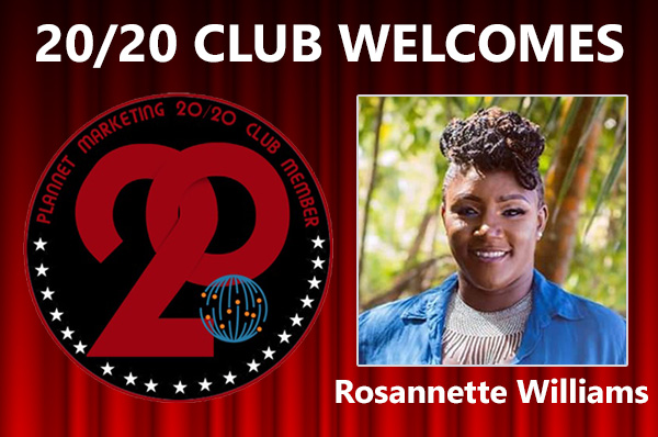 Congratulations to Rosannette Williams for Achieving the 20/20 Club!
